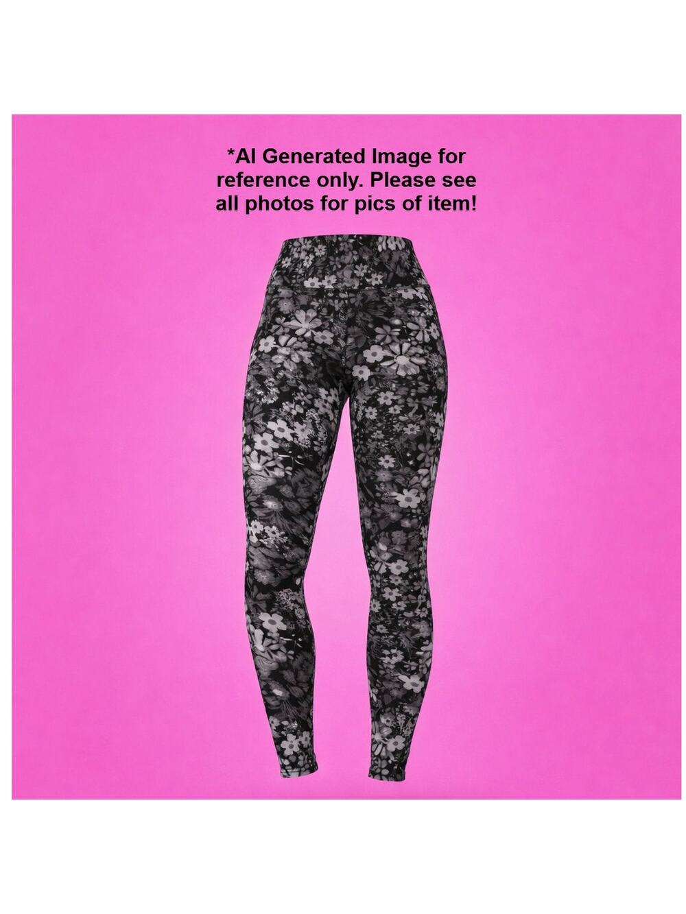 New Ladies Black & White Floral Butterfly Super Soft Fashion Leggings Size Small